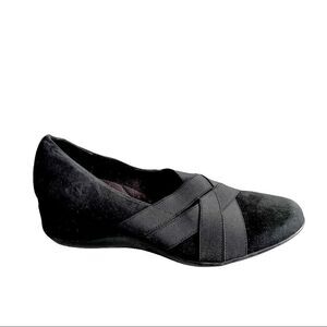 BROWNS Black Suede Slip On Wedge Shoes With Elastic 7.5